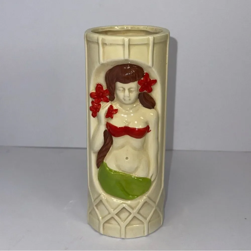 Vintage Mid Century Hula Girl Vase Tiki Bar DW141 Tropical Beach Decor 6.5